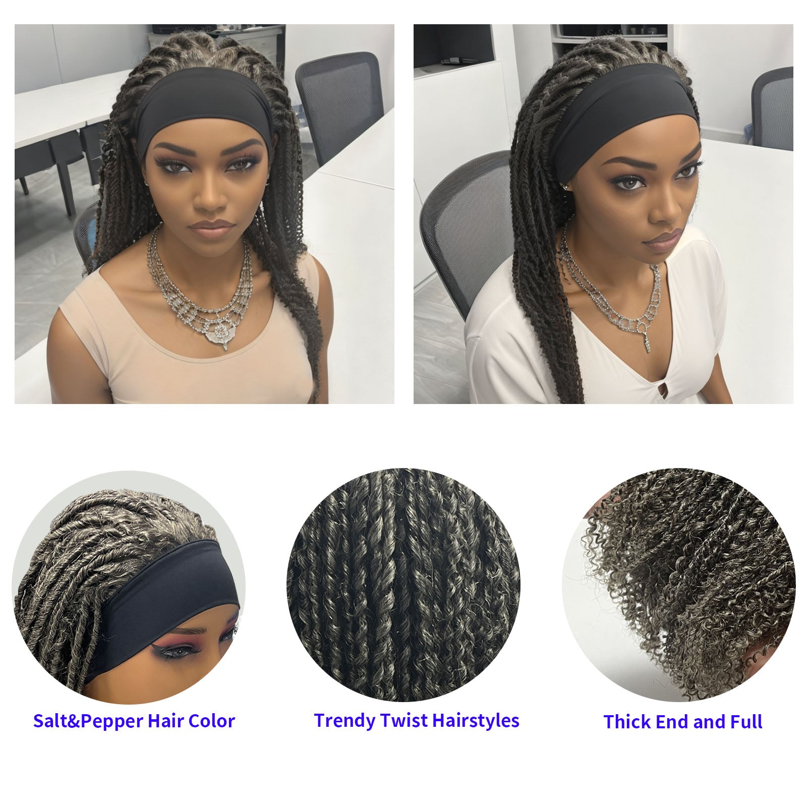14Inch Goddess Locs Headband Wigs for Black Women Ombre Brown Dreadlock Rolls Twist Wigs Hair for Christmas Day Use