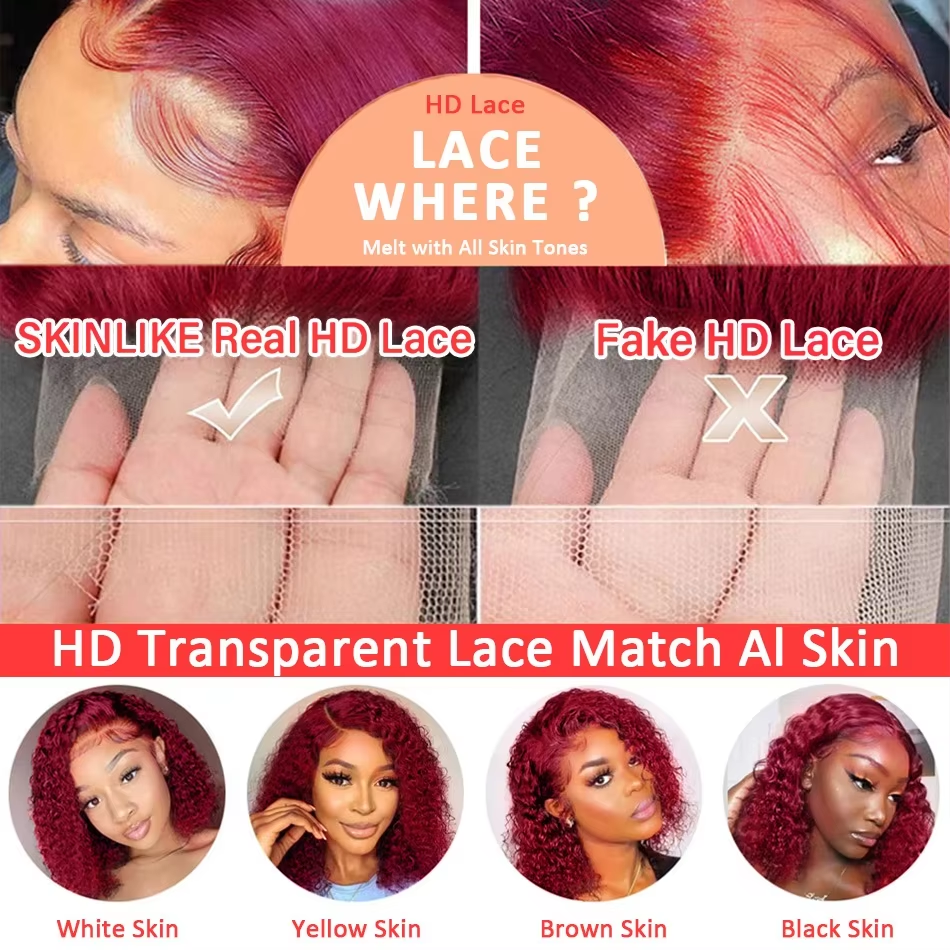 99j Burgundy Lace Front Human Hair Wig 18 Inch Lace Body Wave 13x4 HD Lace Frontal Wigs Human Hair For  Black Women