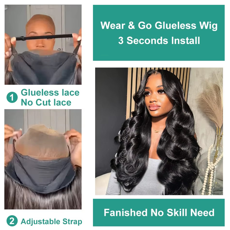 7x6 Put On And Go Glueless Body Wave Lace Front Wigs Human Hair