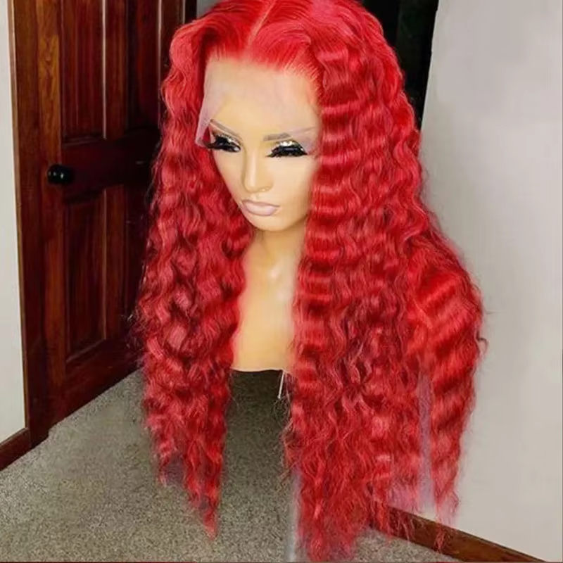 30 Inch Deep Wave 13X4 HD Lace Frontal Wig Human Hair Red Lace Front Human Hair Wigs Lace Front Wigs Pre Plucked