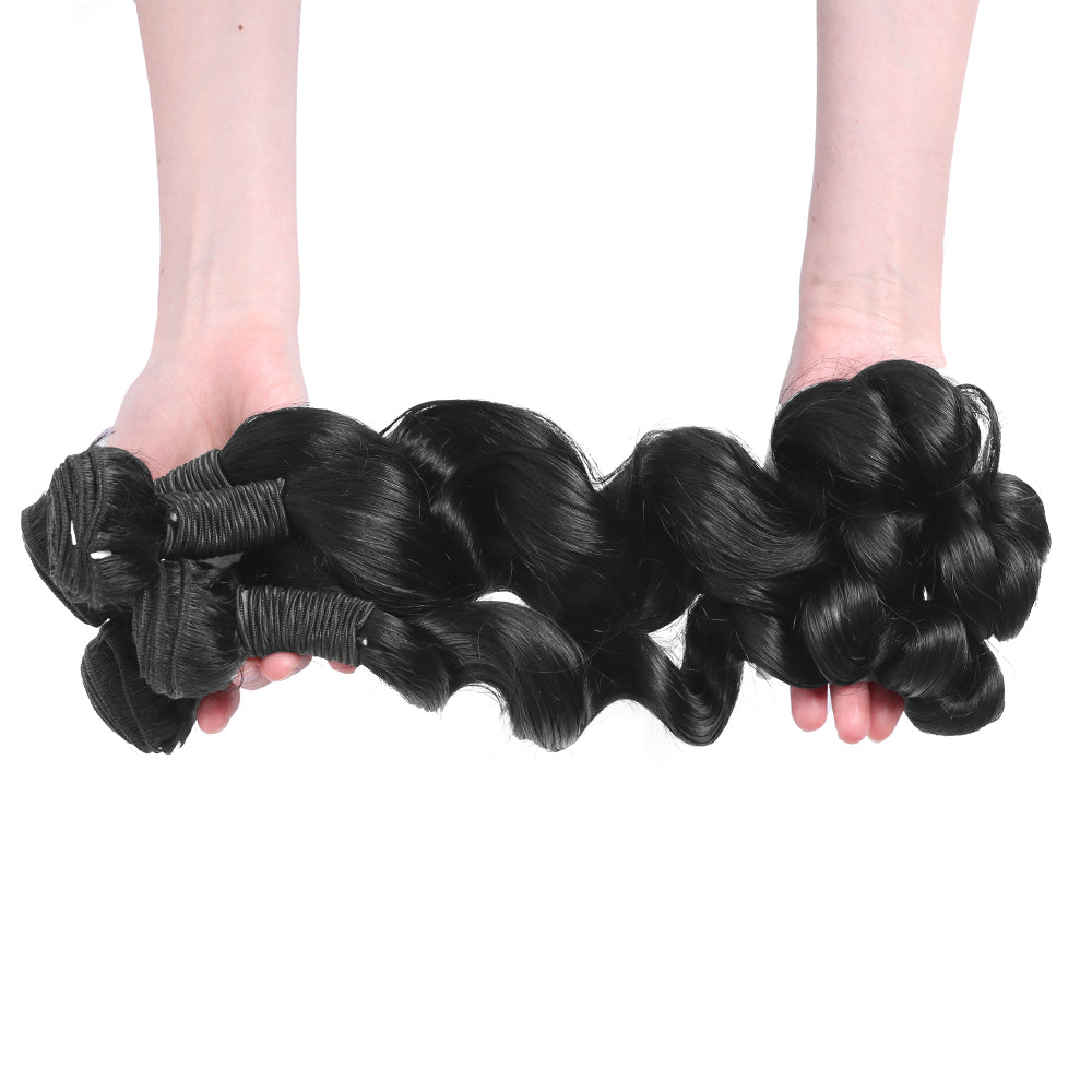 100% Real Human Hair Virgin Peruvian Loose Wave Bundles – 16–34 Inch, 4-Pack Luxury Set, Silky & Full, 80–100g Each