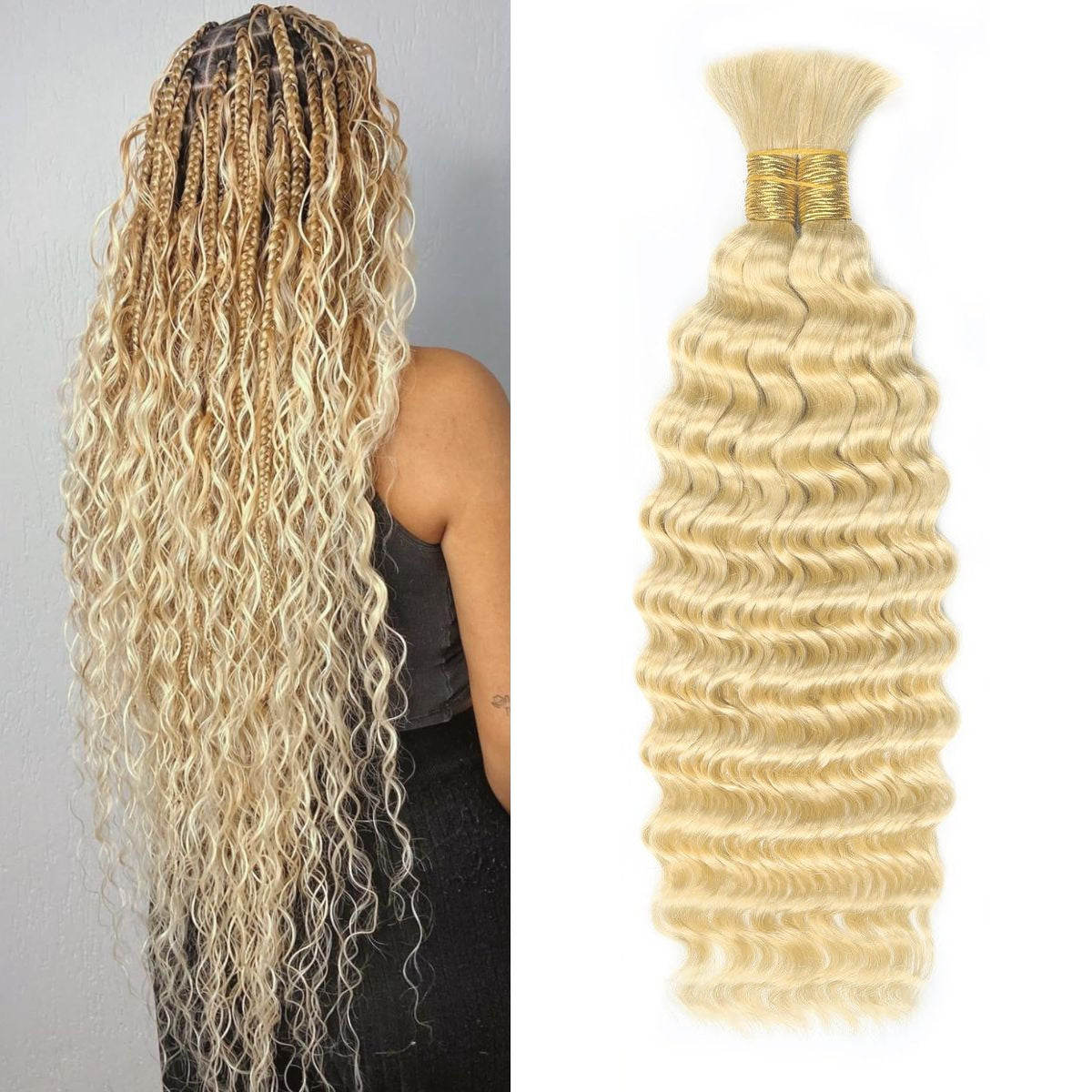 Rovess Virgin Human Hair 100% Unprocessed Boho Braiding 613 Blonde Deep Wave Hair Weaving 2/3/4 Bundles