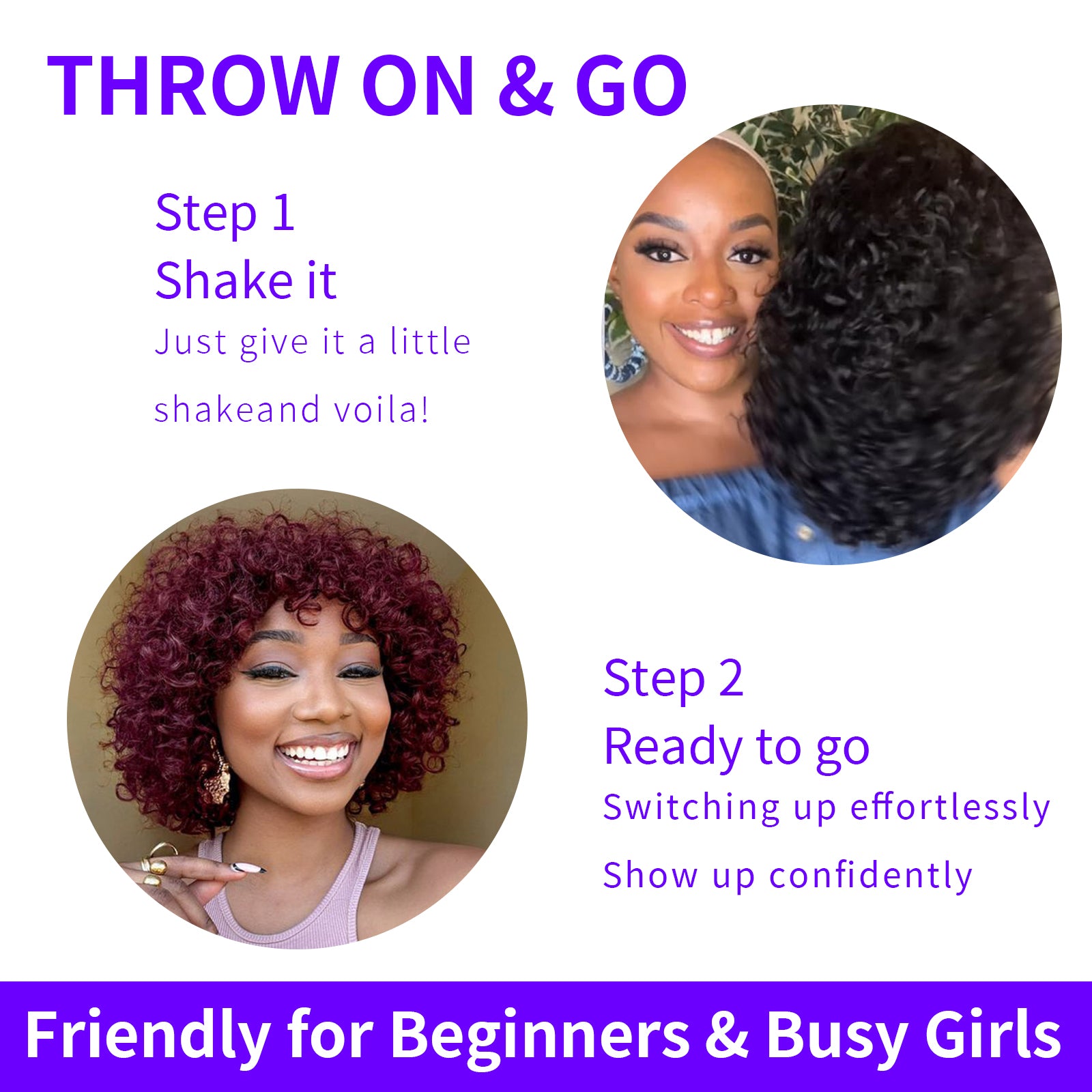 99J Burgundy Red Afro Kinky Fluffy Pixie Cut Short Curly Human Hair Wigs with Bangs Machine Made Real Hair Wigs
