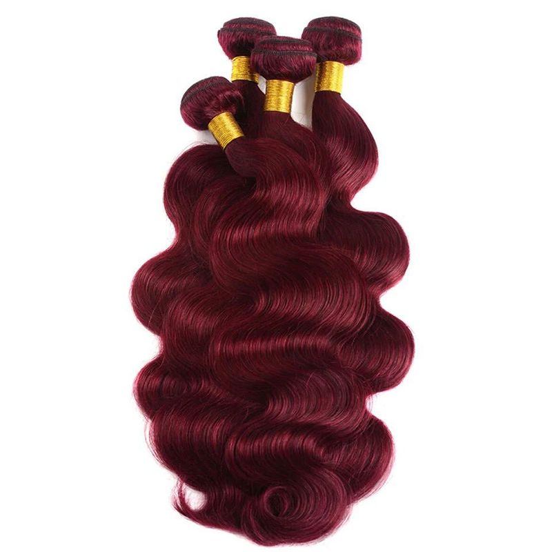 100% Real Human Hair Virgin Peruvian 99J Burgundy Body Wave Bundles – 16–34 Inch, 4-Pack Luxury Set, Silky & Full, 80–100g Each, Bold & Vibrant Wine Red Color