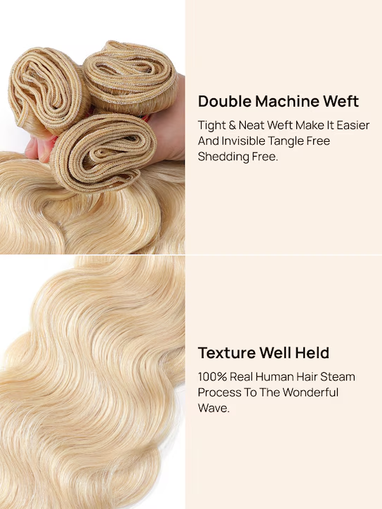 Rovess 16-30Inch Blonde Hair Body Wave Hair Bundles Virgin Brazilian Hair Weave 4 Bundles