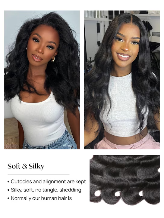 Rovess 16-32Inch Body Wave Hair Bundles Virgin Brazilian Hair Weave 4 Bundles