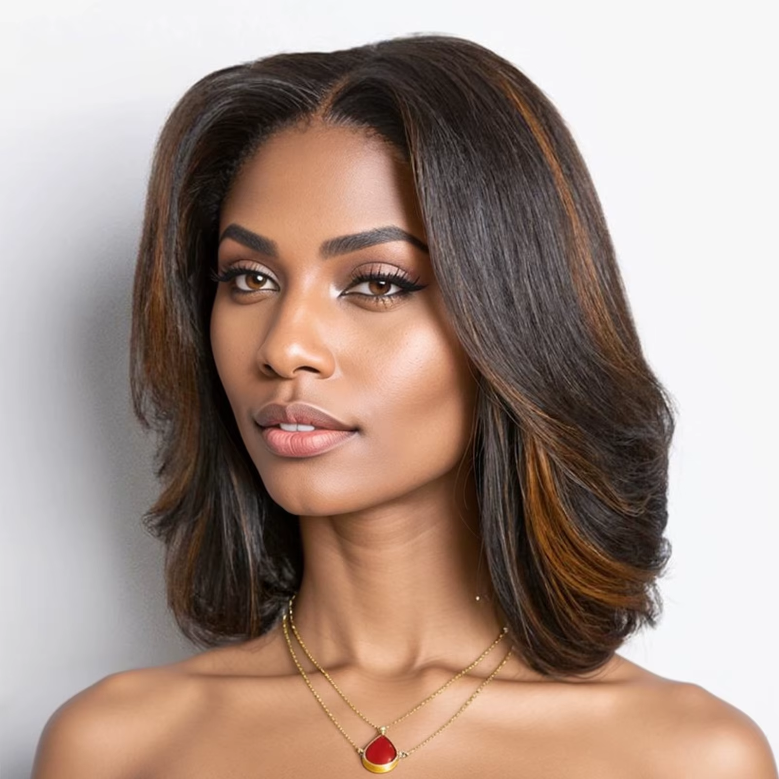 Rovess Black Mix Blonde Highlight Glueless 5x5 Closure Lace Stacked Bob Wig Put On and Go