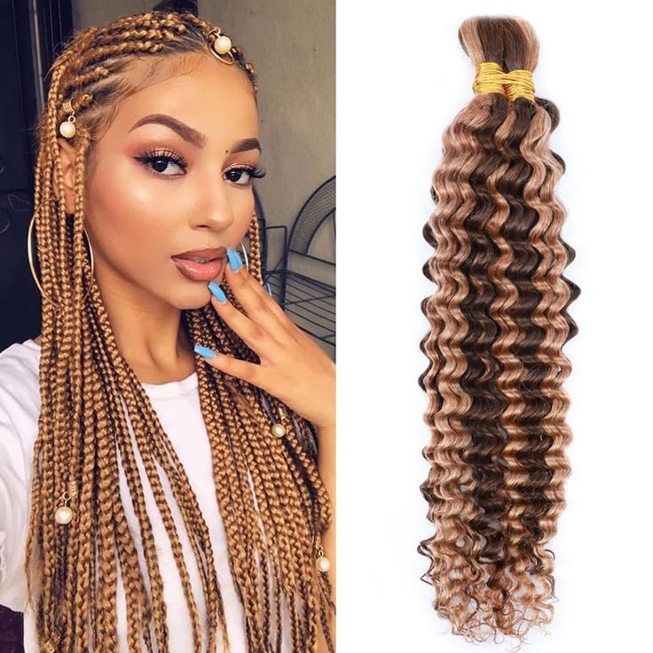 Rovrss Virgin Human Hair 100% Unprocessed Boho Braiding 4/27 Highlight Curly Wave Hair Weaving 4 Bundles