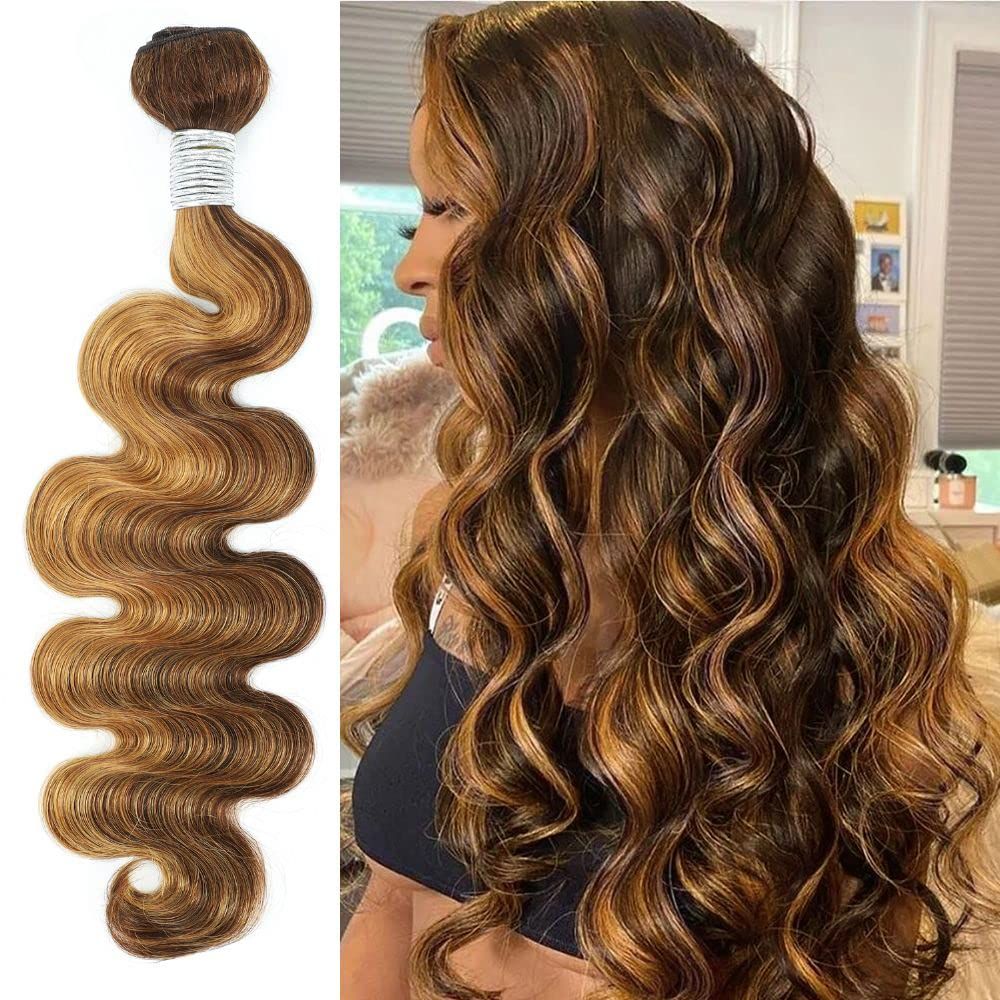 100% Real Human Hair Virgin Peruvian 427 Highlight Body Wave Bundles – 16–34 Inch, 4-Pack Luxury Set, Silky & Full, 80–100g Each, Perfect for Natural-Looking Highlights