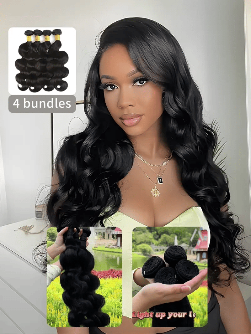Tissage brésilien vierge ondulé Rovess 28 pouces, lot de 4 