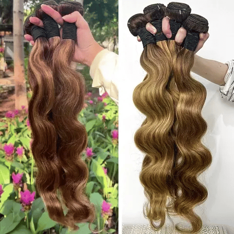 100% Real Human Hair Virgin Peruvian 427 Highlight Body Wave Bundles – 16–34 Inch, 4-Pack Luxury Set, Silky & Full, 80–100g Each, Perfect for Natural-Looking Highlights