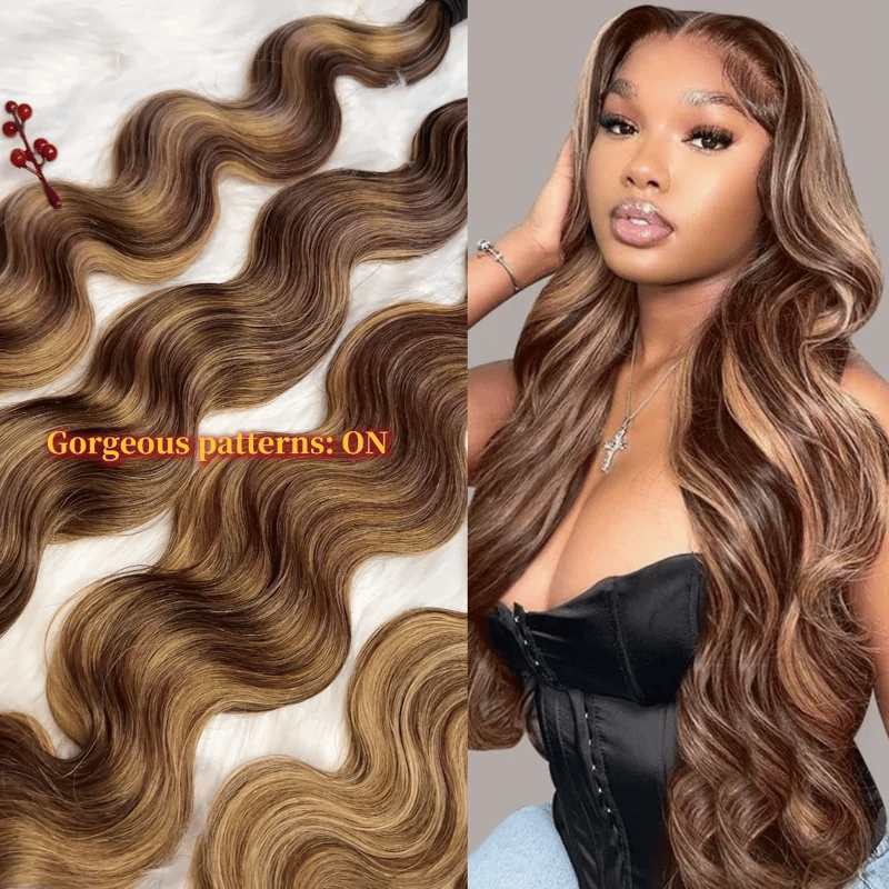 427 Highlight 20–30 Inch Luxury Body Wave Virgin Indian Hair Bundles – 3/4/5 Bundles, Silky & Full, 100% Human Hair Extensions