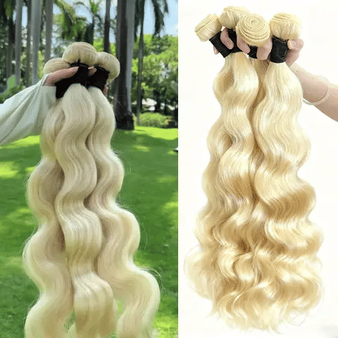 100% Real Human Hair Virgin Peruvian 613 Blonde Body Wave Bundles – 16–34 Inch, 4-Pack Luxury Set, Silky & Full, 80–100g Each, No Bleach Needed for Any Hair Color