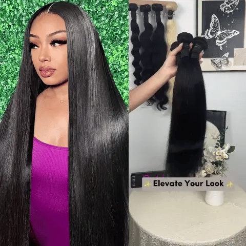 14–32 Inch Luxury Straight Virgin Indian Hair Bundles – 3/4 Bundles, Silky & Full, 100% Human Hair Extensions