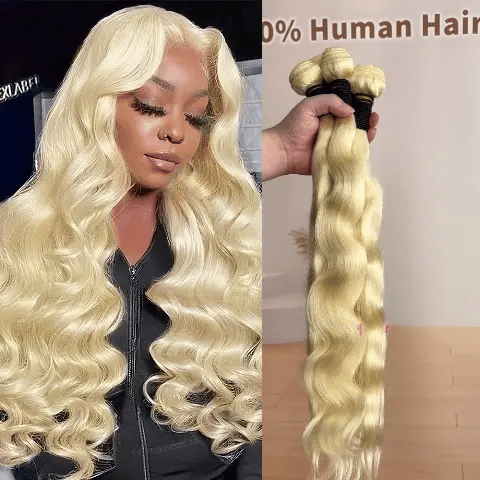 613 Blonde 20–36 Inch Luxury Body Wave Virgin Indian Hair Bundles – 3/4 Bundles, Silky & Full, 100% Human Hair Extensions