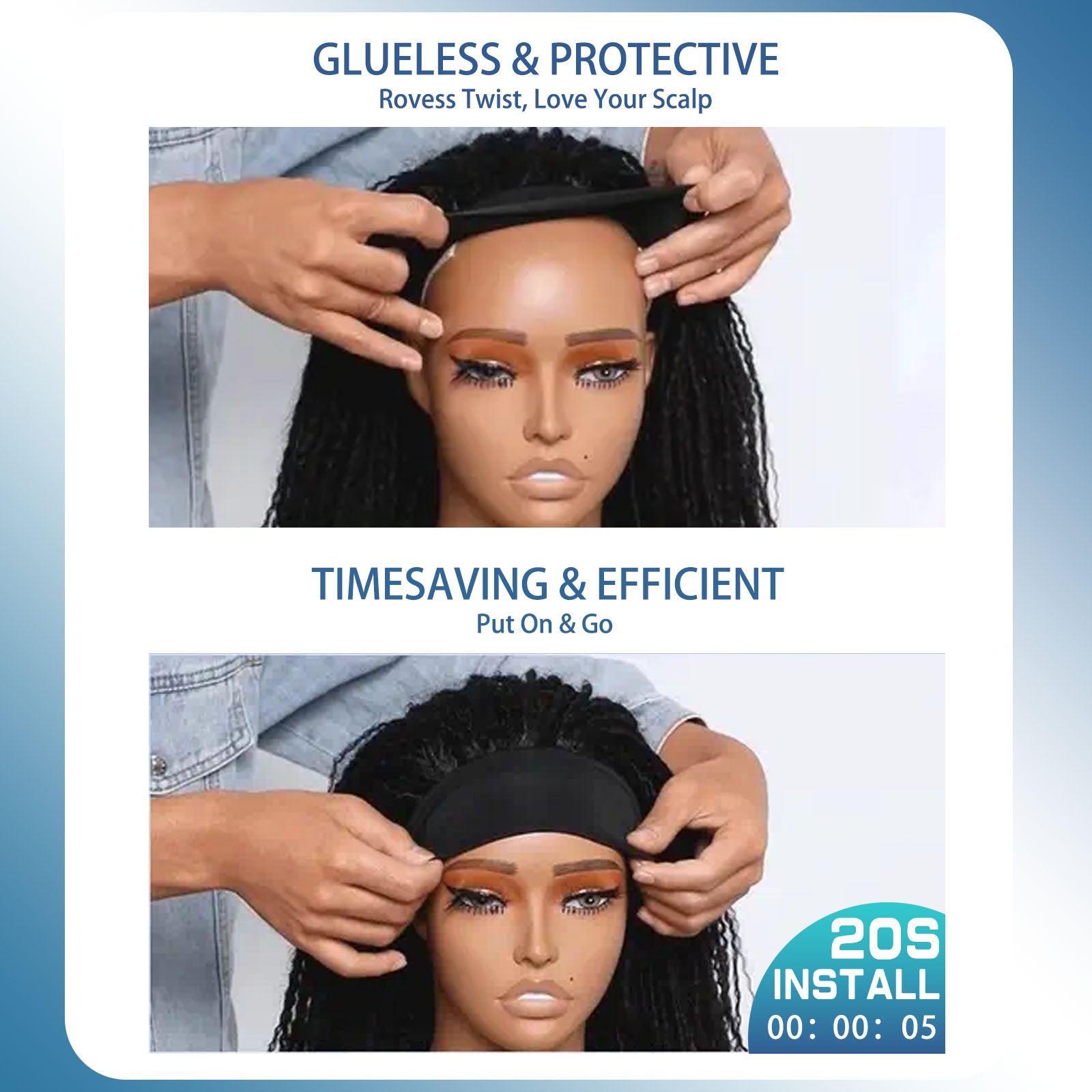 Wakego Marley Afro Twist Hair Head band Wig Bob Marley Crochet Hair Scarf Wigs Synthetic Brading hair Wig with Headband Attached
