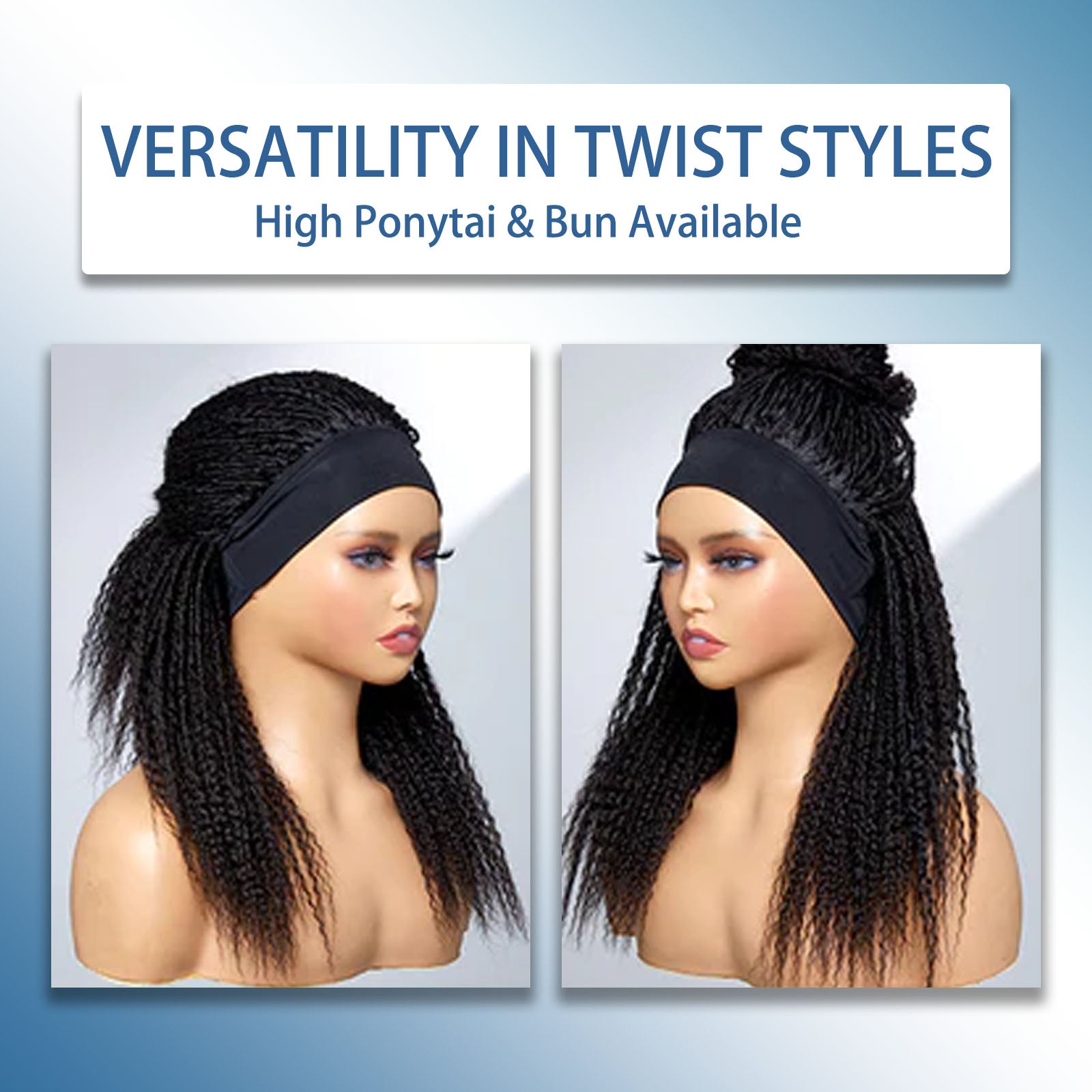 Wakego Marley Afro Twist Hair Head band Wig Bob Marley Crochet Hair Scarf Wigs Synthetic Brading hair Wig with Headband Attached
