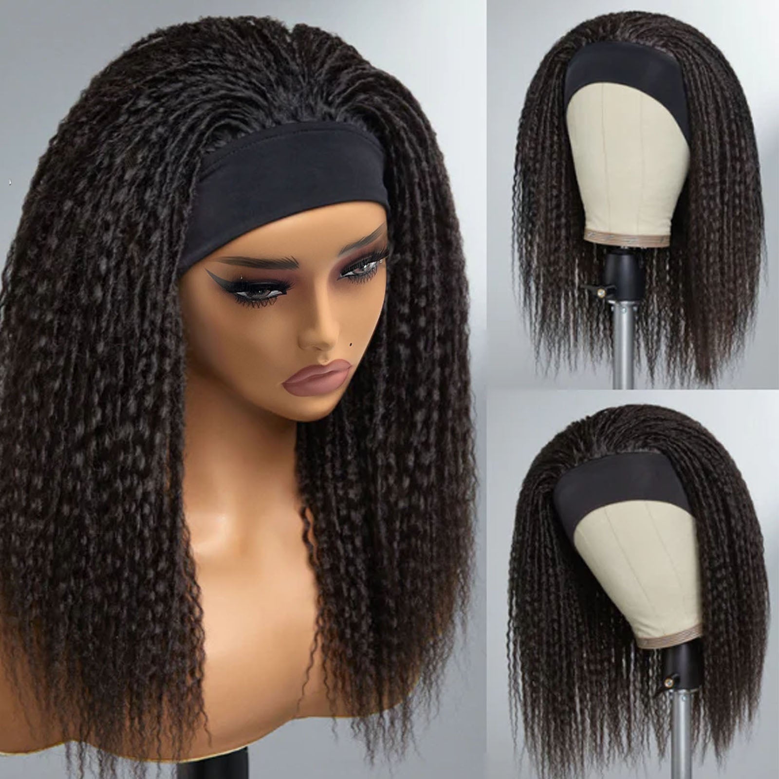 Wakego Marley Afro Twist Hair Head band Wig Bob Marley Crochet Hair Scarf Wigs Synthetic Brading hair Wig with Headband Attached