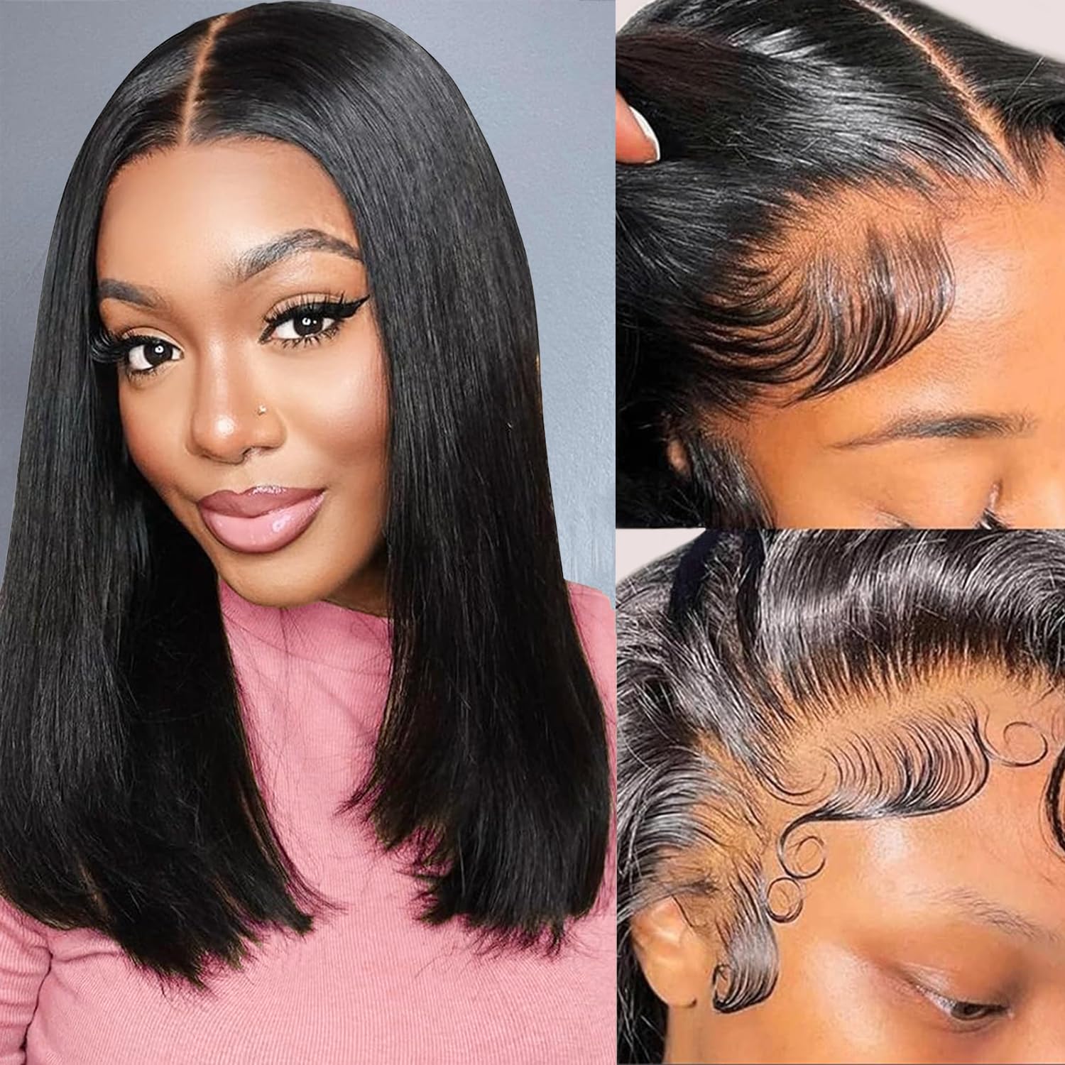 Rovess Put On and Go 13x4 HD Lace Wig Yaki Straight Bob Breathable Cap For Summer