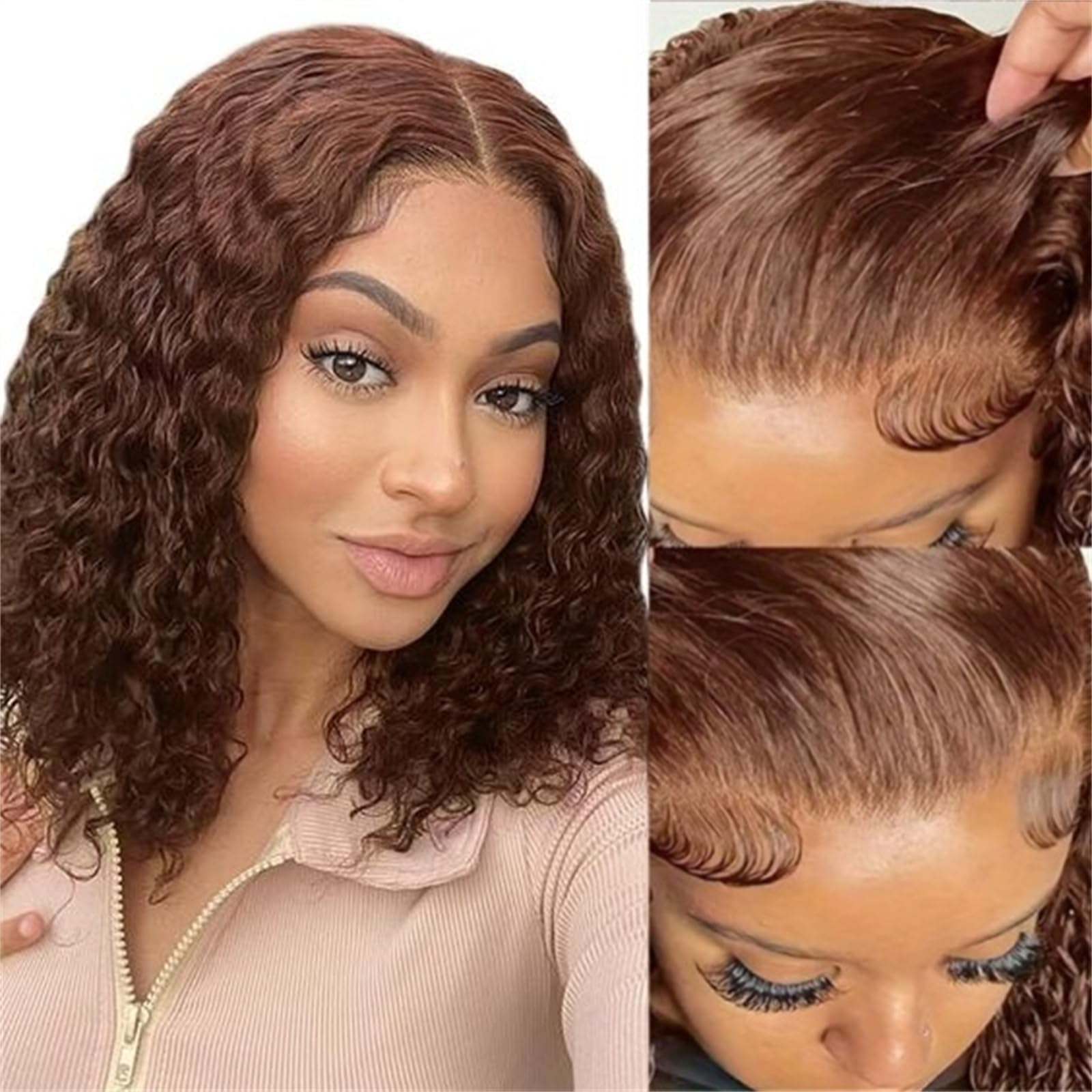 Deep Wave Short Bob Wigs Human Hair Wigs Dark Brown 10 Inch Short Bob Wigs Deep Wave Wig Brazilian Human Hair