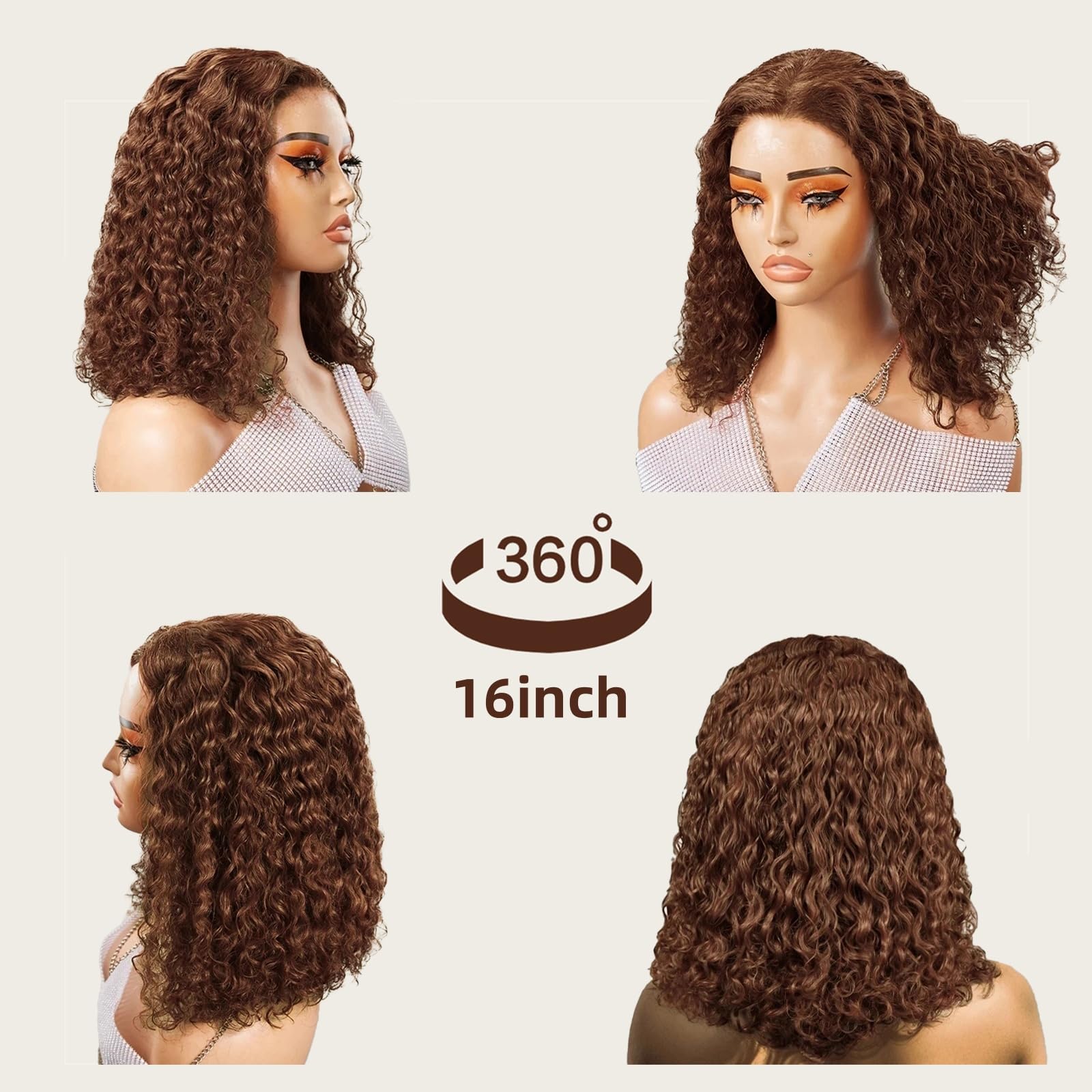 Deep Wave Short Bob Wigs Human Hair Wigs Dark Brown 10 Inch Short Bob Wigs Deep Wave Wig Brazilian Human Hair