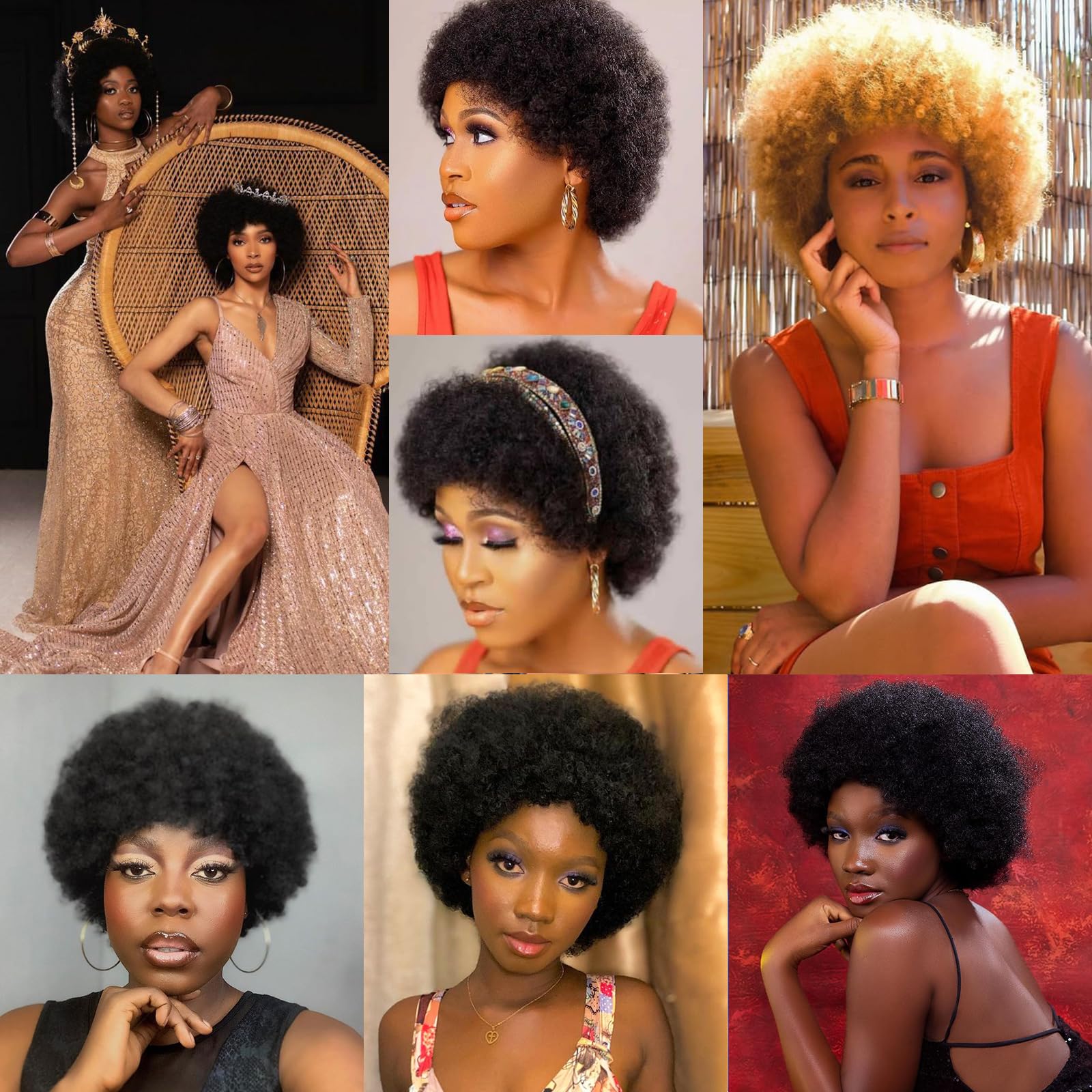 Glueless Kinky Curly Afro Wig | 70s Retro Puff Style | Human Hair & Dyeable | Day-to-Night Versatile