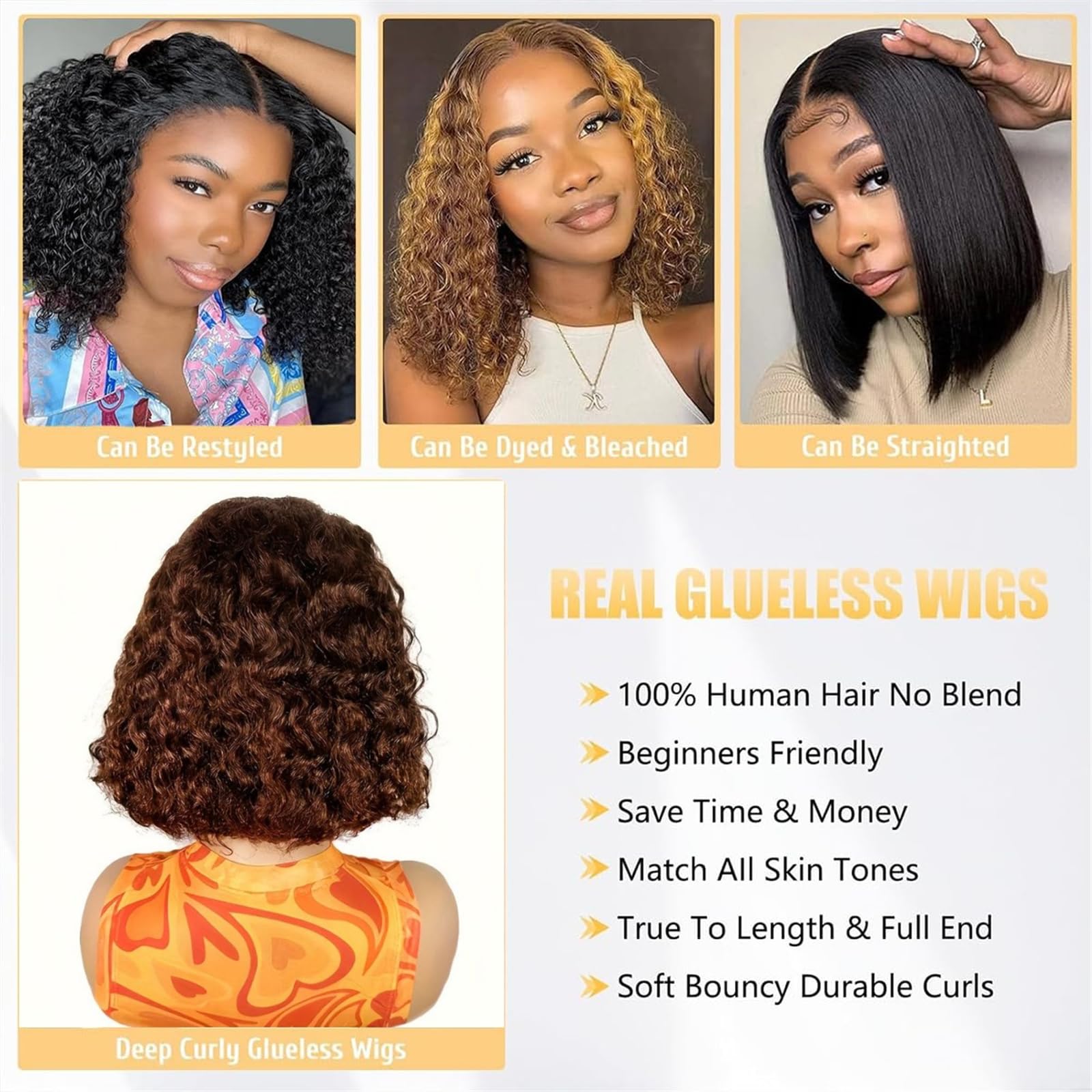 Deep Wave Short Bob Wigs Human Hair Wigs Dark Brown 10 Inch Short Bob Wigs Deep Wave Wig Brazilian Human Hair