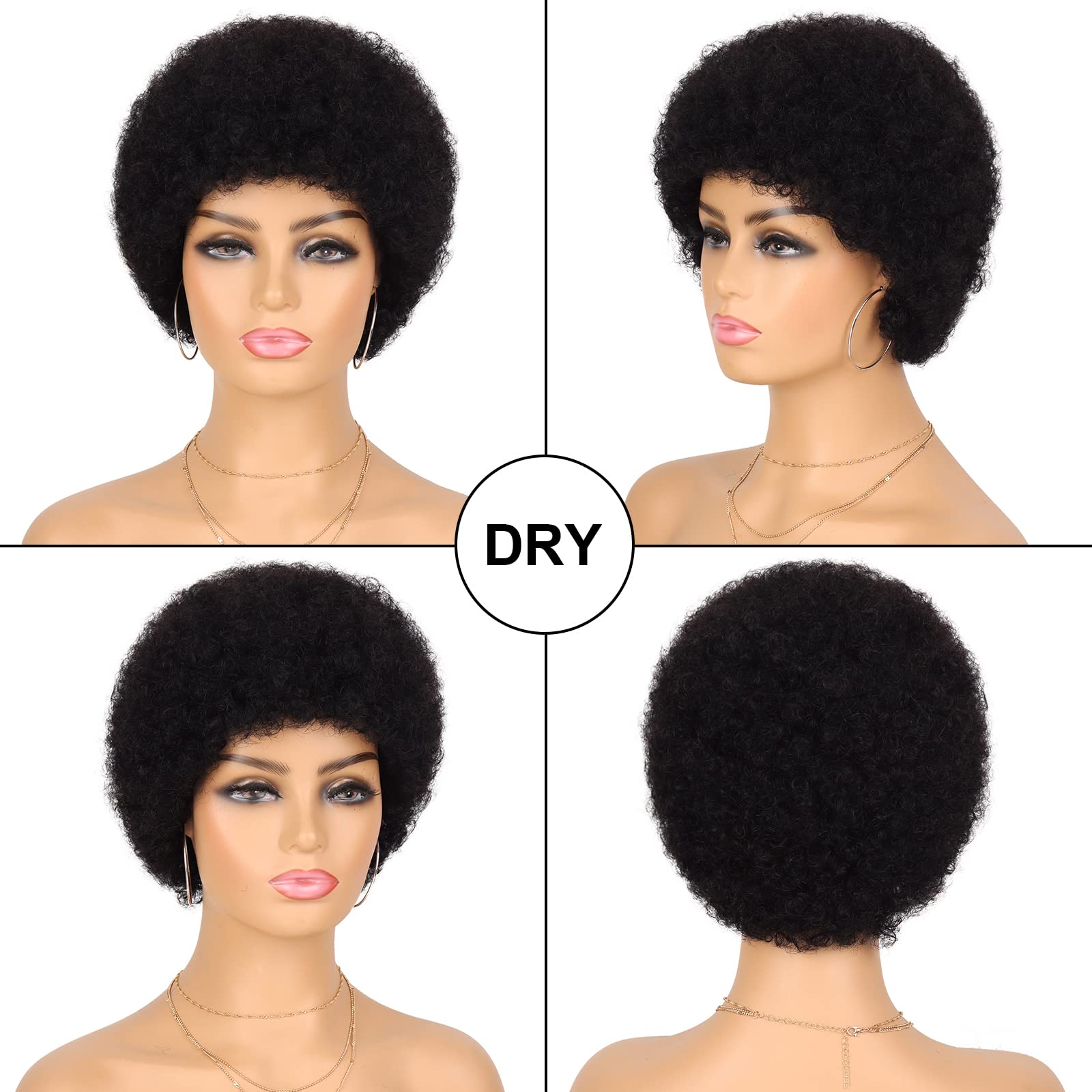 Glueless Kinky Curly Afro Wig | 70s Retro Puff Style | Human Hair & Dyeable | Day-to-Night Versatile