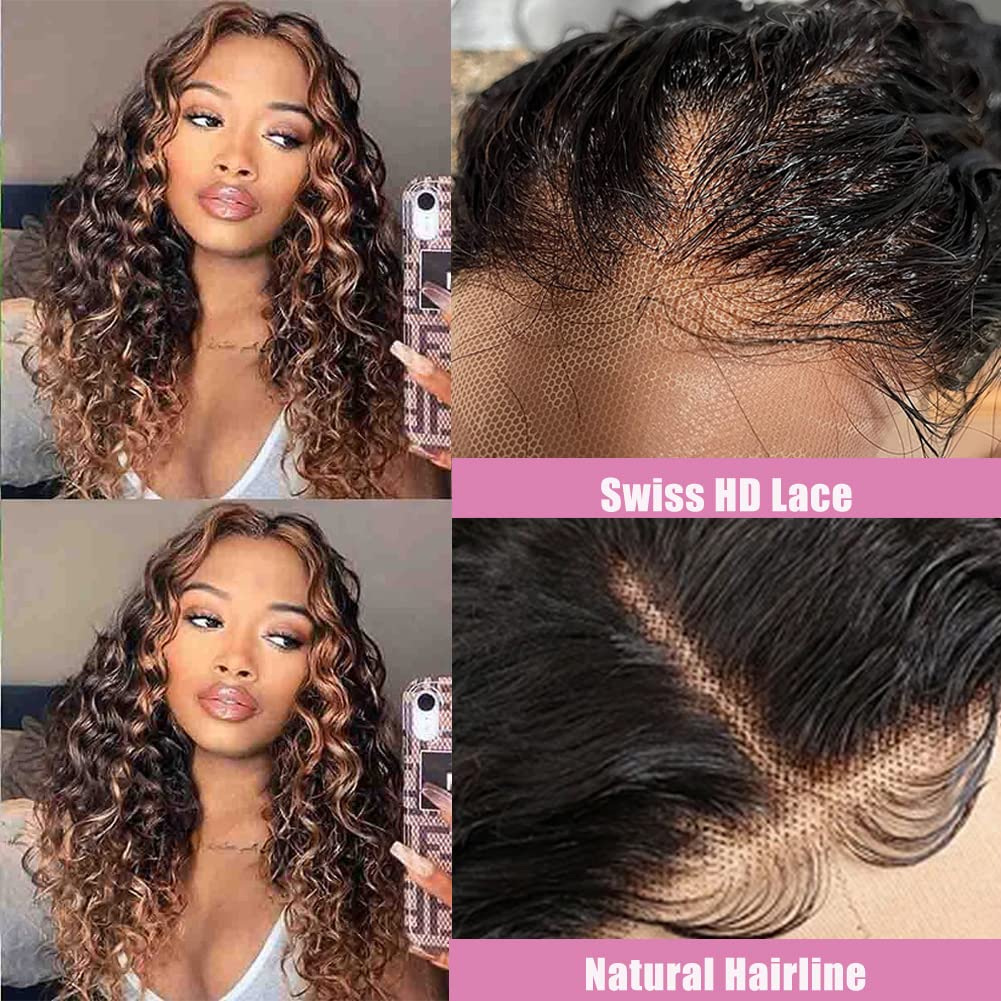 1B/30 Lace Front Wigs Human Hair 13×4 Transparent Human Hair Wigs Deep Wave Pre Plucked Wigs For Women