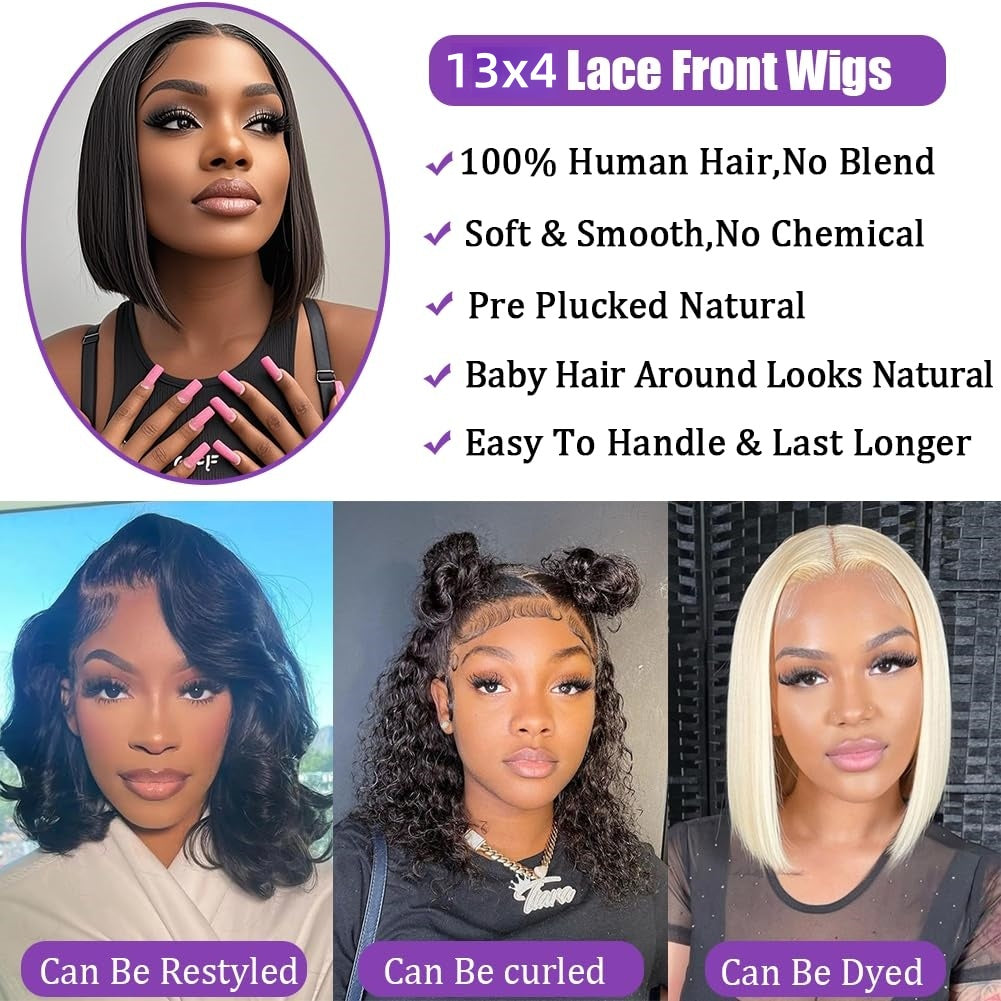 Rovess Put On and Go 13x4 HD Lace Wig Yaki Straight Bob Breathable Cap For Summer