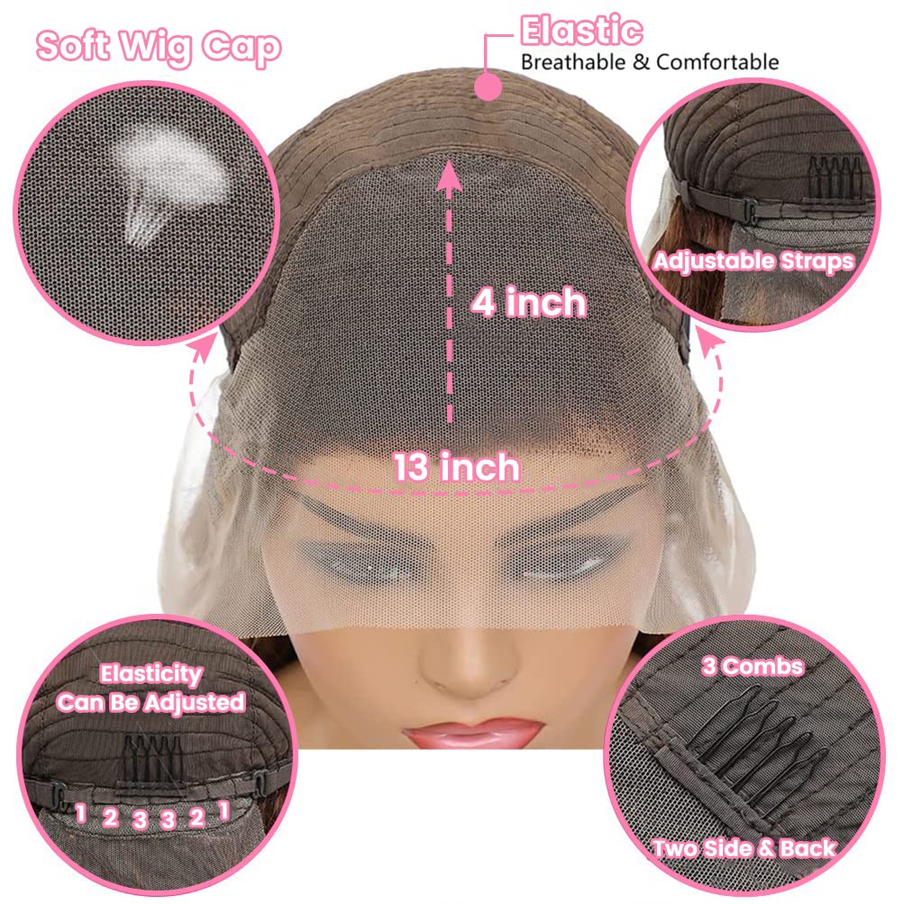 1B/30 Lace Front Wigs Human Hair 13×4 Transparent Human Hair Wigs Deep Wave Pre Plucked Wigs For Women