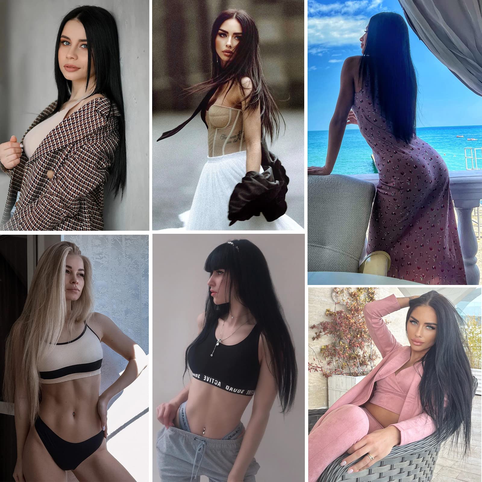 #1B Clip In Hair Extensions Real Human Hair 100% Remy Straight Human Hair Extensions For Fashion Women 8pcs Natural Black