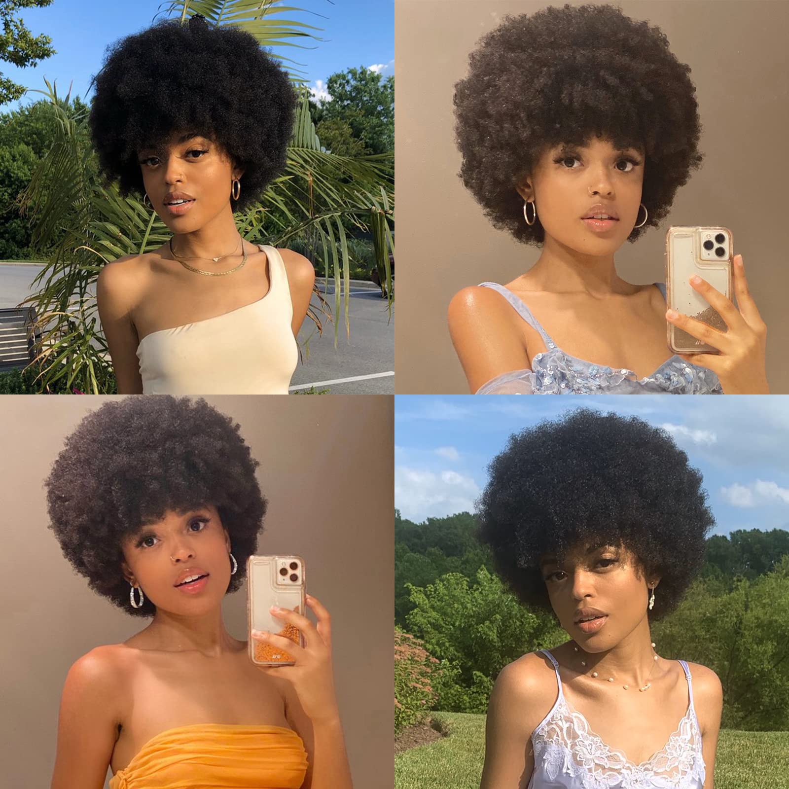 Glueless Kinky Curly Afro Wig | 70s Retro Puff Style | Human Hair & Dyeable | Day-to-Night Versatile