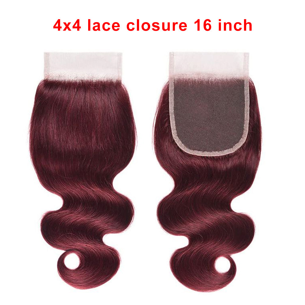 Add-on Deal: 99J Red 4x4 Body Wave Lace Closure 16" – Only $19.9