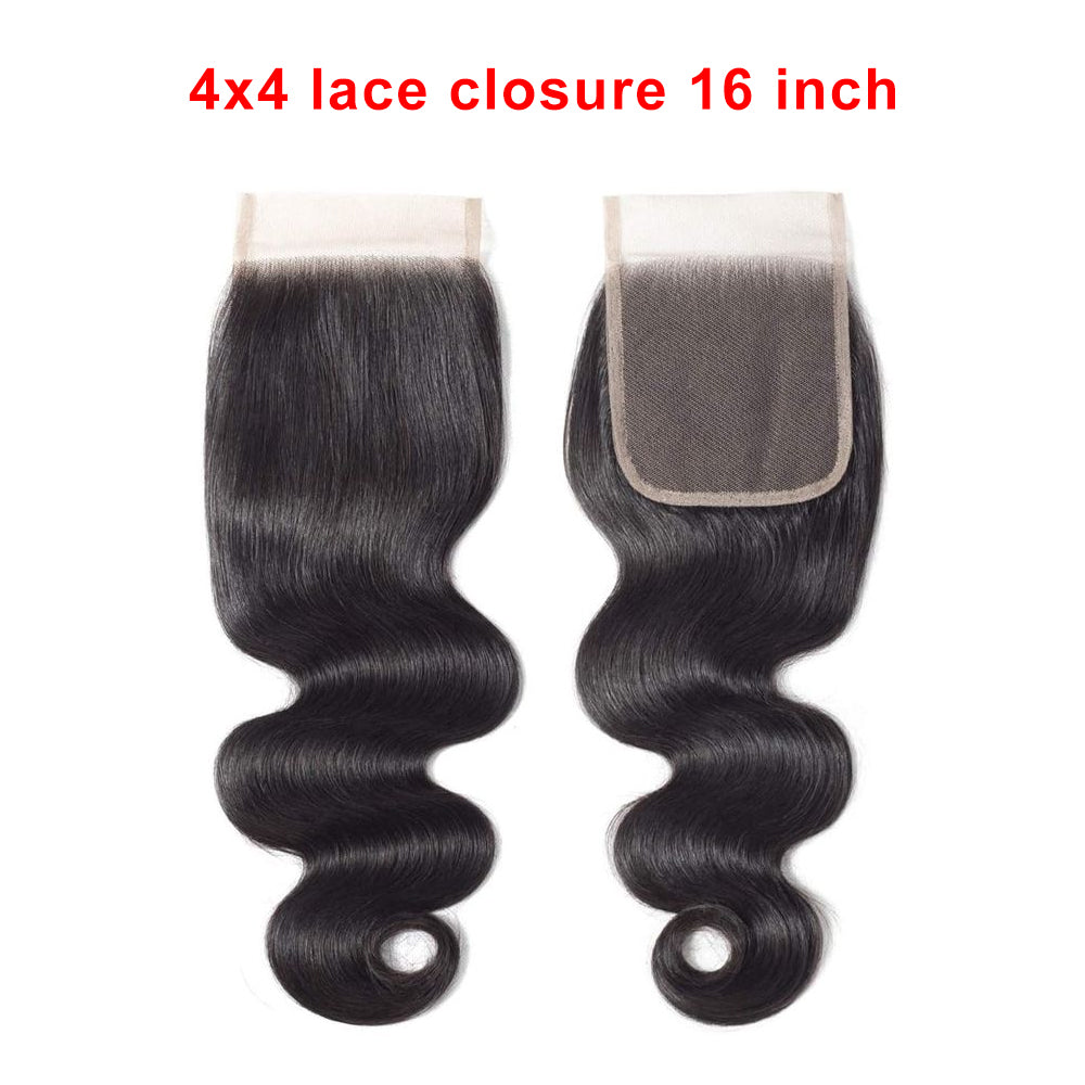 Add-on Deal: Natural Black 4x4 Body Wave Lace Closure 16" – Only $19.9