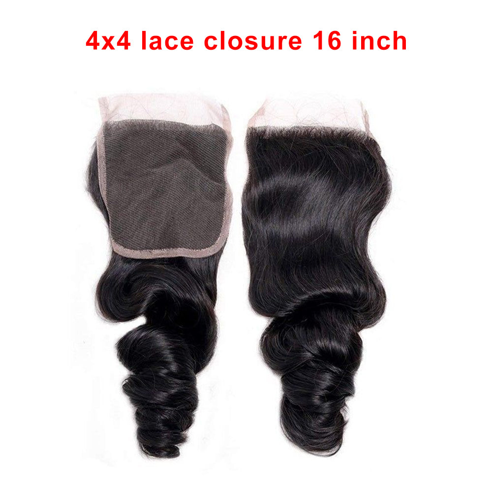 Add-on Deal: Natural Black 4x4 Loose Waves Lace Closure 16" – Only $19.9