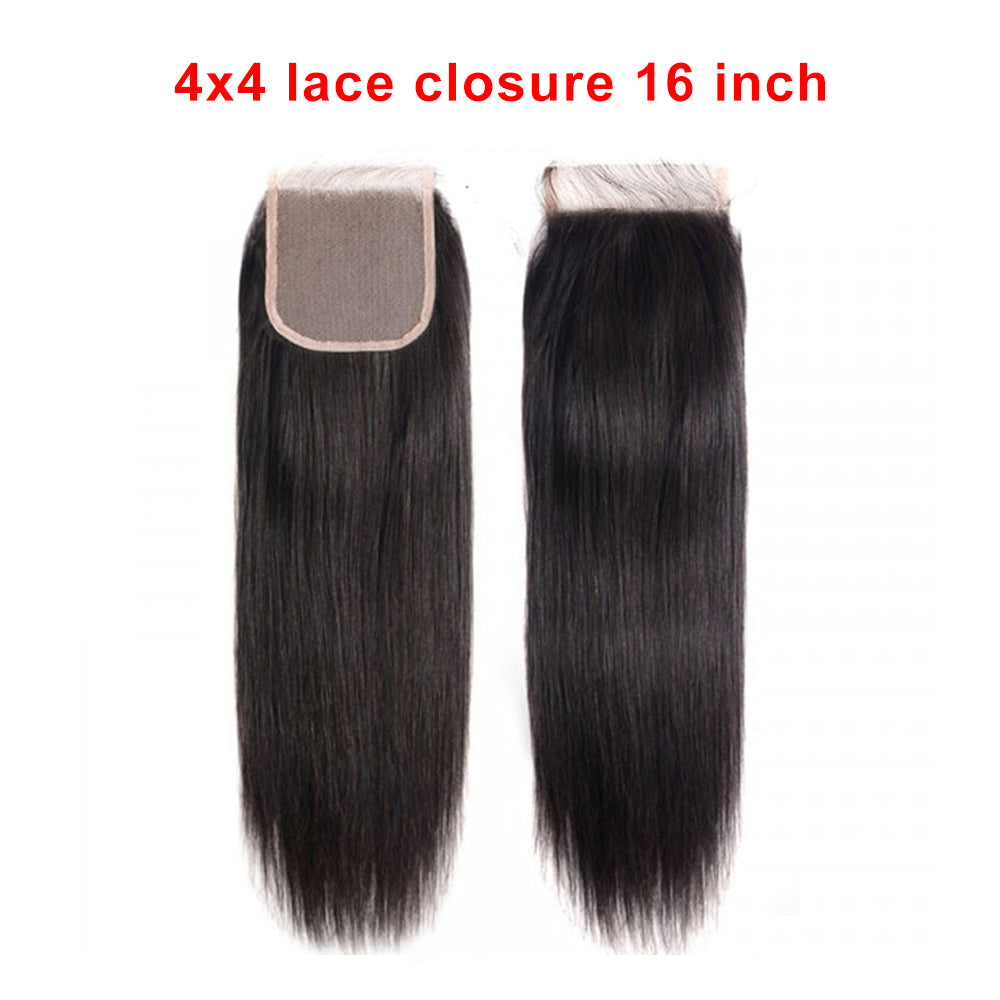 Add-on Deal: Natural Black 4x4 Straight Lace Closure 16" – Only $19.9