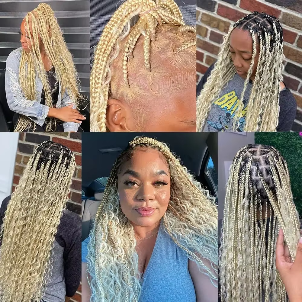 Rovess Virgin Human Hair 100% Unprocessed Boho Braiding 613 Blonde Deep Wave Hair Weaving 4 Bundles