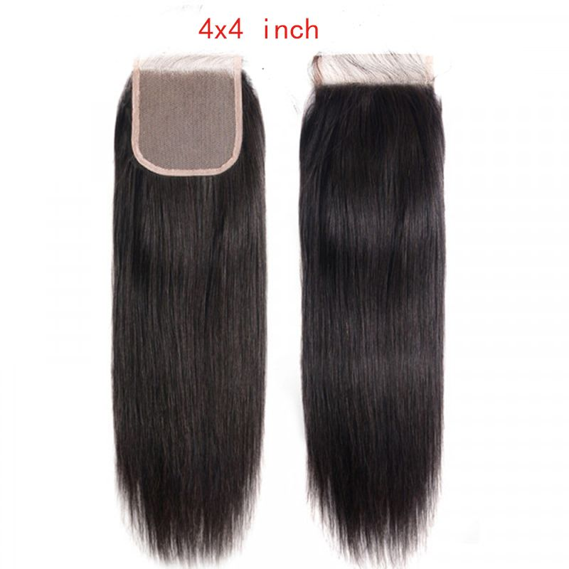 14–34 Inch Luxury Natural Black 100% Virgin Brazilian Human Hair Straight Bundles – 4 Bundles, 80g-100g Each, Silky & Full | FREE 16 Inch 4x4 Lace Closure