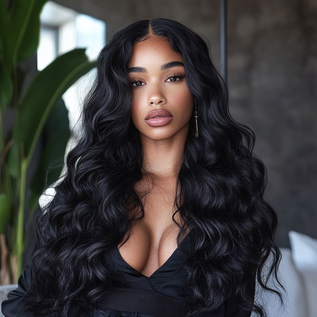 14–34 Inch Luxury Natural Black 100% Virgin Brazilian Human Hair Loose Wave Bundles –  4 Bundles, 80g Each, Silky & Full | FREE 16 Inch 4x4 Lace Closure