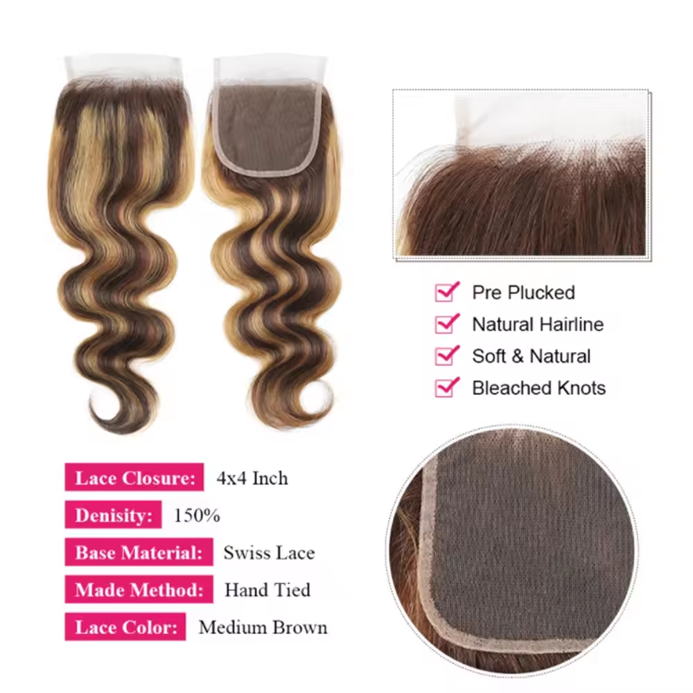 427 Highlight 18–36 Inch Luxury Body Wave Virgin Indian Hair Bundles – 3/4 Bundles, Silky & Full, 100% Human Hair Extensions