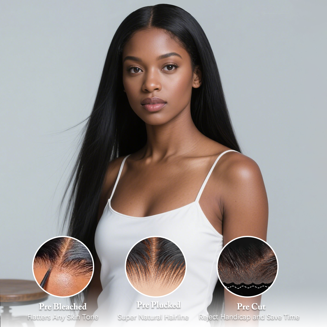 Rovess Put On And Go 7x6 Glueless Straight Lace Front Wigs Lightweight Breathable Hat For Summer 30 Inch Glueless Wigs Human Hair