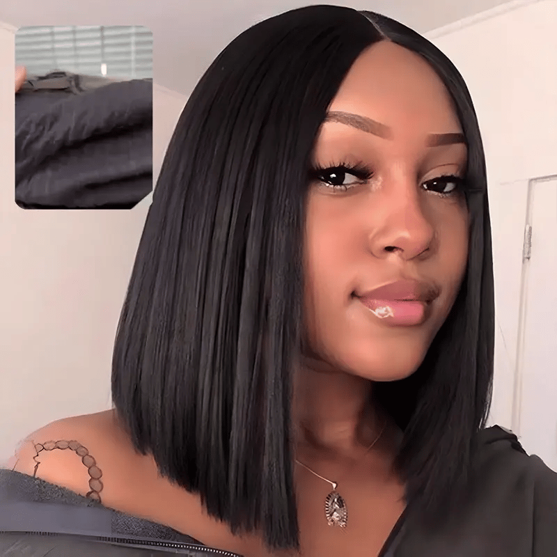 10 Inch Natural Black Bob Wig Human Hair 13x4 Lace Front Wigs Human Hair Short Straight Frontal Bob Wig For Black Women