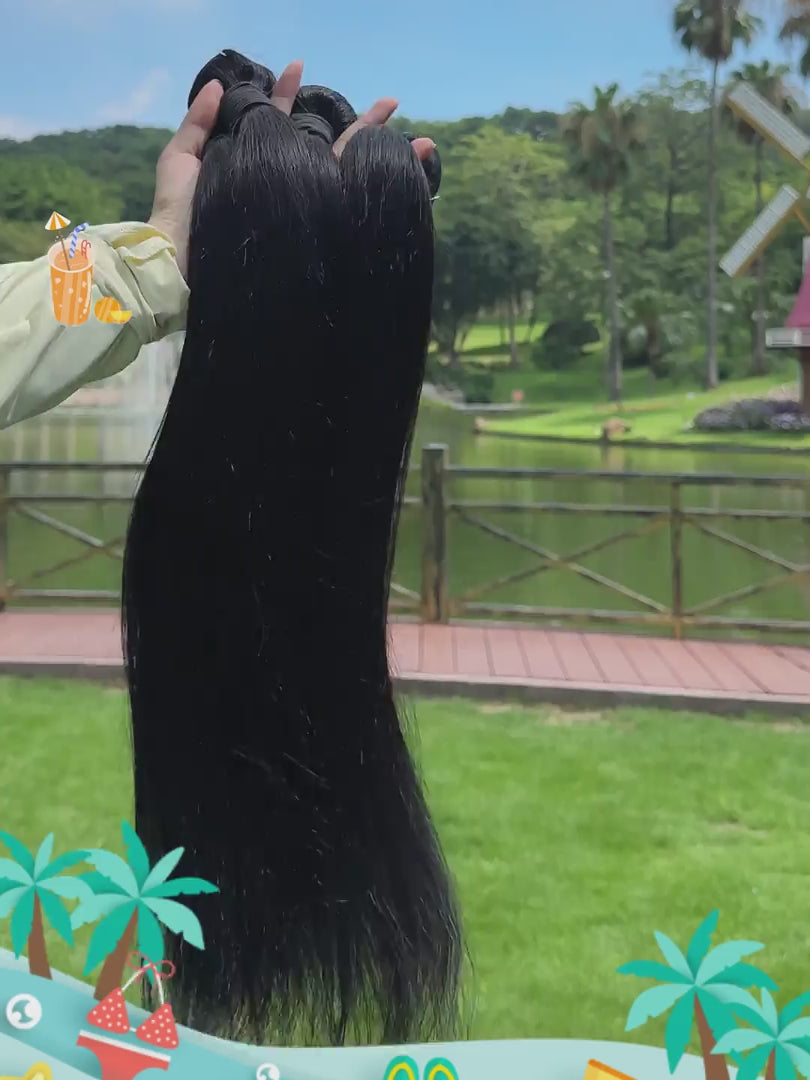 Rovess 34Inch Natural Black Straight Hair Bundles Luxury Salon Brazilian  100% Human Hair Bundles Glossy Hair bundles 4 Bundles